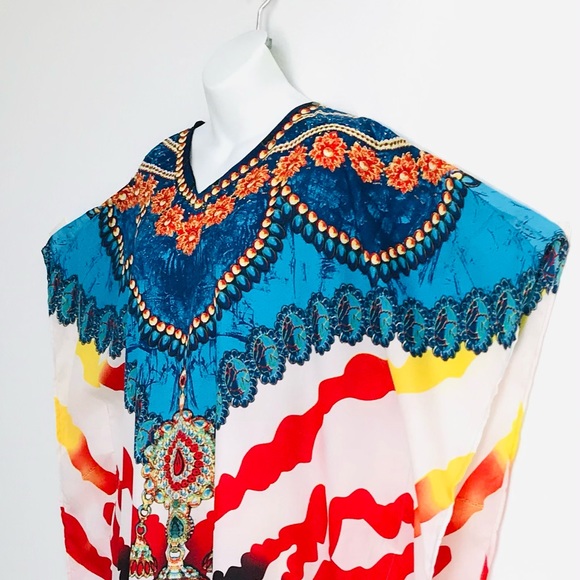 JESSICA TAYLOR Jewel and Animal Print CAFTAN Dress NWT One-Size - Picture 5 of 9